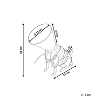 Lampada da Tavolo in Legno Chiaro con Cane Seduto Bianco con Paralume Conico