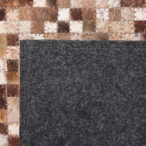 Tappeto tappetino Marrone Pelle Bovina 140 x 200 cm Patchwork Fatto a Mano Moderno Boho