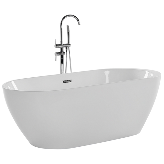 Bagno bianco con argento sanitario acrilico singolo 160 x 75 cm autoportante moderno