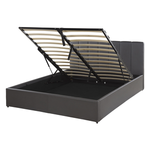Letto contenitore Rivestimento in ecopelle grigia matrimoniale 140 cm 6 con testiera a doghe