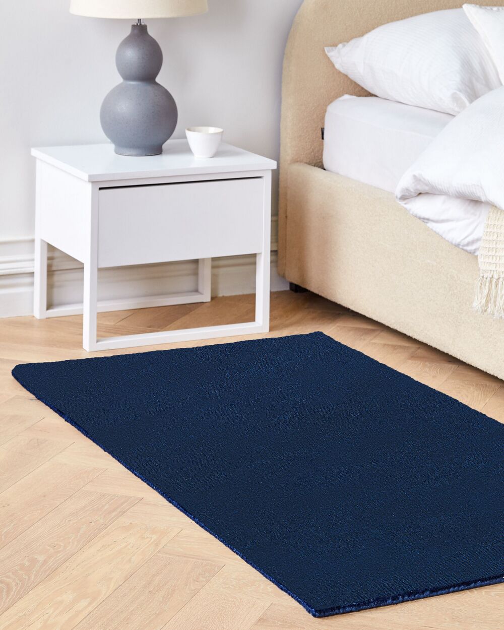 Tappeto Blu Navy Viscosa 150 x 80 cm Trapuntato a Mano pelo corto Moderno