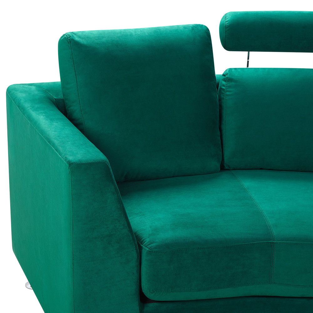 Divano Curvo Rivestimento Velluto Verde Scuro Modulare 8 Posti Poggiatesta Regolabile Moderno