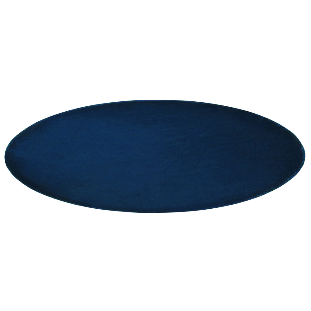 Tappeto Blu Navy Viscosa Rotondo 140 cm Trapuntato a Mano pelo corto Moderno