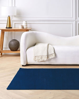 Tappeto Blu Navy Viscosa 140 x 200 cm Trapuntato a Mano pelo corto Moderno