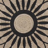Tappeto tappetino Beige Nero Rotondo 140 cm Boho Mandala Rustico Juta