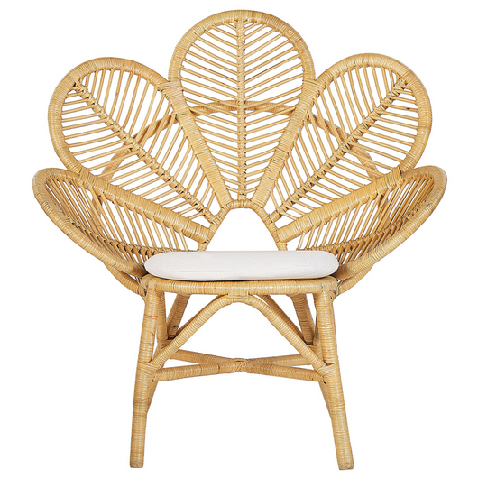 Sedia pavone poltrona in cotone rattan beige cuscino per sedile giardino esterno interno boho