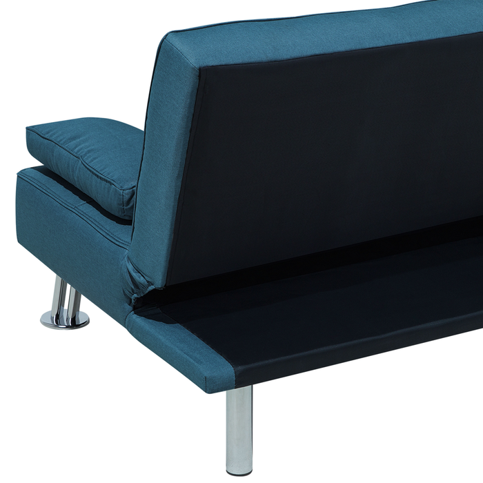 Divano letto blu 3 posti tavolo a ribalta Click Clack soggiorno