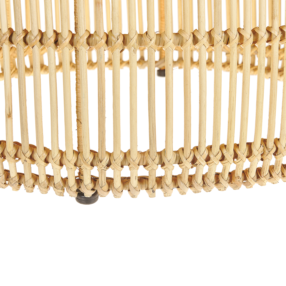 Tavolino da caffè in legno chiaro rattan 84 cm struttura in ferro a forma di tamburo per esterni interni Boho rustico