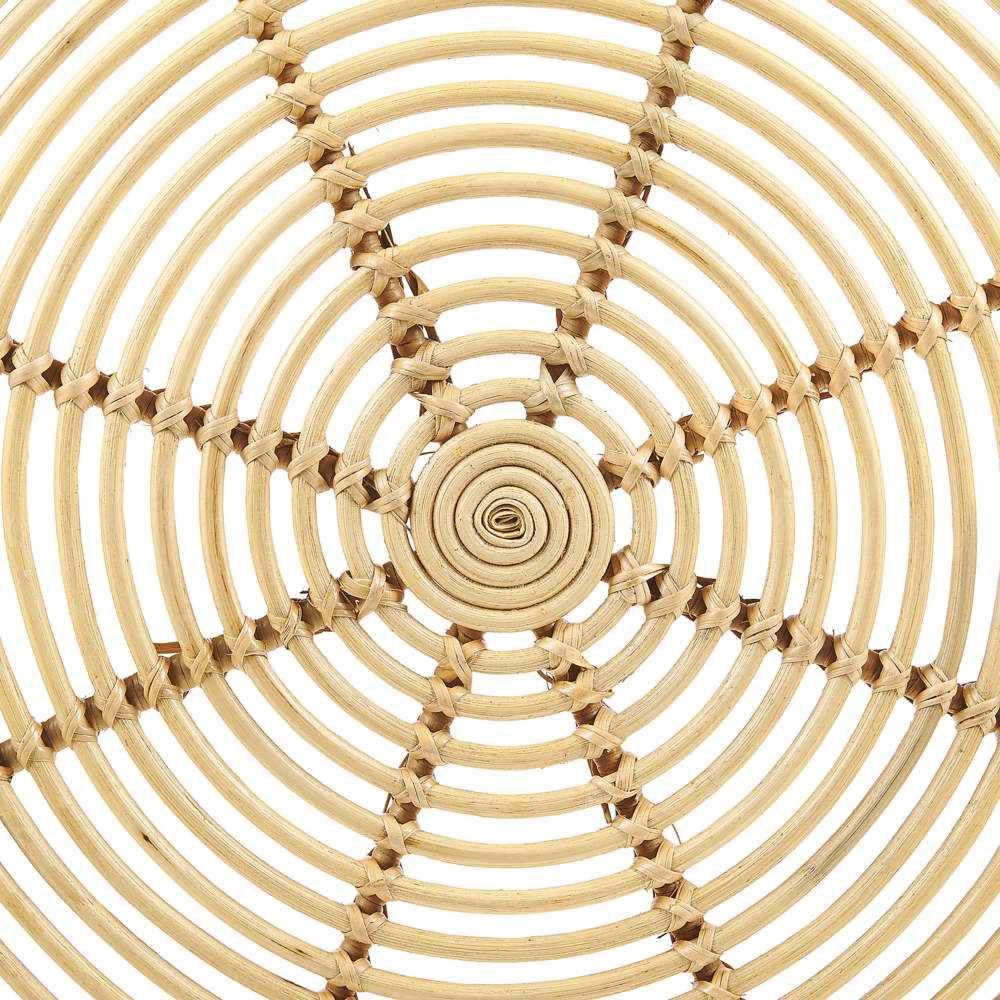 Tavolino da caffè in legno chiaro rattan 84 cm struttura in ferro a forma di tamburo per esterni interni Boho rustico