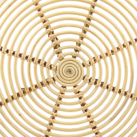 Tavolino da caffè in legno chiaro rattan 84 cm struttura in ferro a forma di tamburo per esterni interni Boho rustico