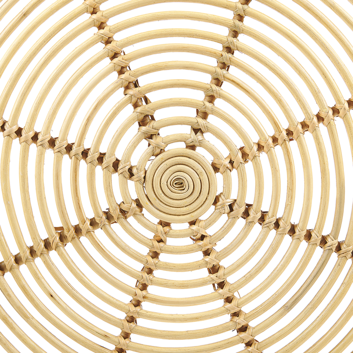 Tavolino da caffè in legno chiaro rattan 84 cm struttura in ferro a forma di tamburo per esterni interni Boho rustico