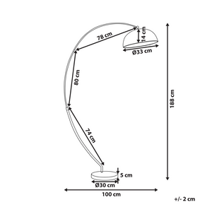 Lampada da Terra Metallo argentato 188 cm Arco base cromata Moderna