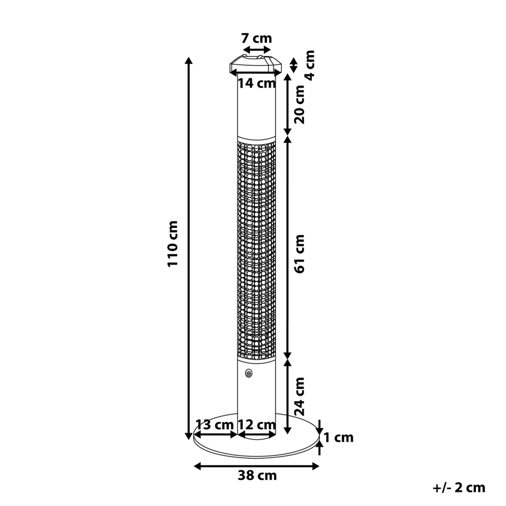 Riscaldamento da esterno stufa da pavimento da giardino nero e in vetro