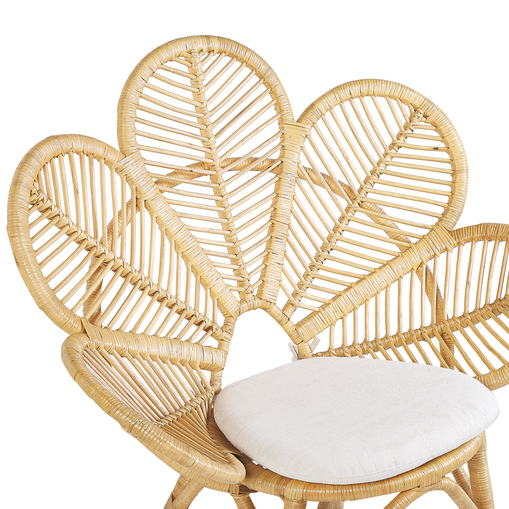 Set bistrot in rattan beige 2 sedie 1 tavolino da caffè per esterni interni cuscini cotone boho rustico