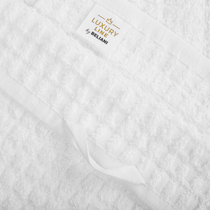 Set di 4 asciugamani da bagno e telo da bagno per ospiti in cotone bianco a bassa torsione