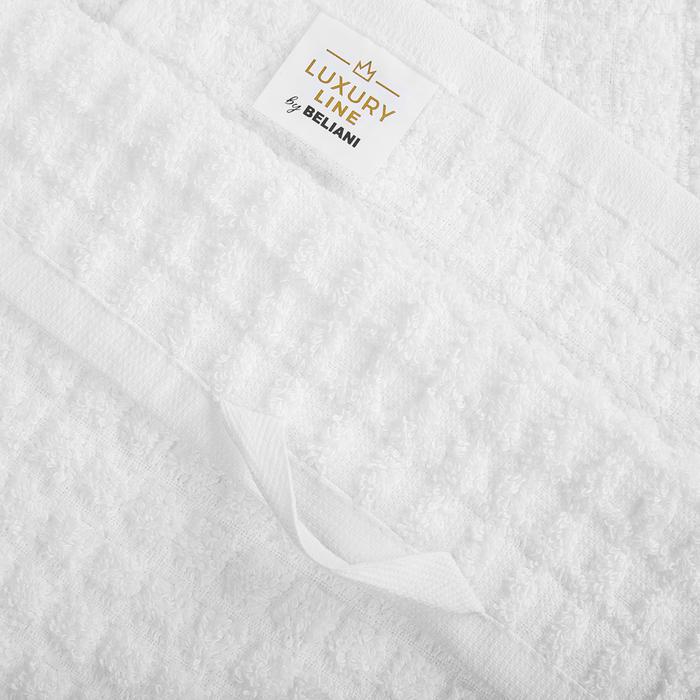 Set di 4 asciugamani da bagno e telo da bagno per ospiti in cotone bianco a bassa torsione