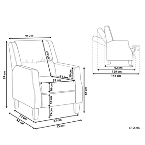 Sedia reclinabile Taupe Rivestimento in velluto Push-Back Schienale e poggiapiedi regolabili manualmente Poltrona dal design retrò
