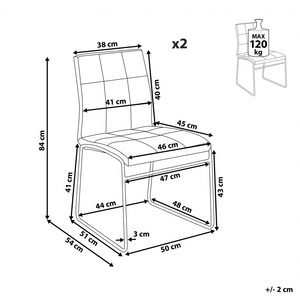 Set di 2 sedie da pranzo in ecopelle bianca con gambe in metallo cromato moderne