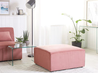 Poggiapiedi quadrato imbottito in velluto a coste rosa ottomana dal design moderno