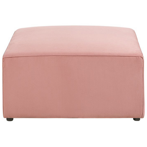 Poggiapiedi quadrato imbottito in velluto a coste rosa ottomana dal design moderno