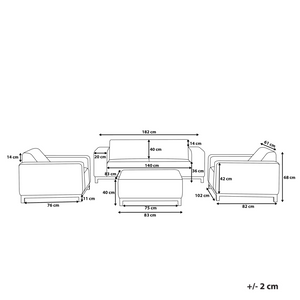 Divano da giardino Set rivestimento in tessuto beige con ottomana a 5 posti resistente alle intemperie per esterni