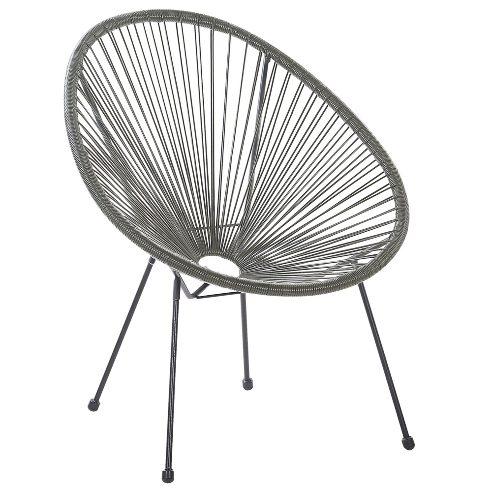Sedia da giardino Papasan in rattan sintetico grigio scuro moderna