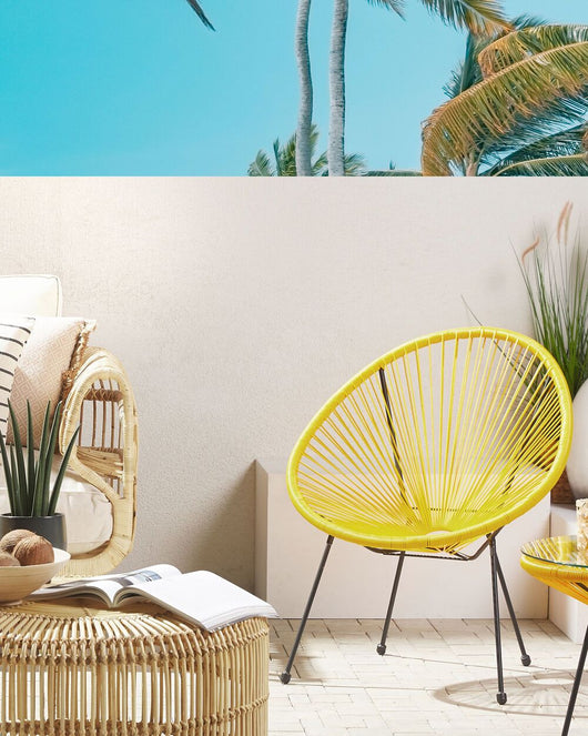 Sedia da giardino gialla Rattan Sintetico Papasan stile moderno
