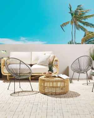 Set di 2 sedie da giardino Papasan in rattan sintetico grigio scuro moderno