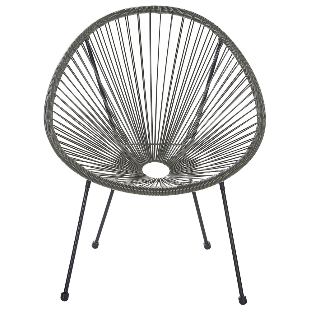Set di 2 sedie da giardino Papasan in rattan sintetico grigio scuro moderno
