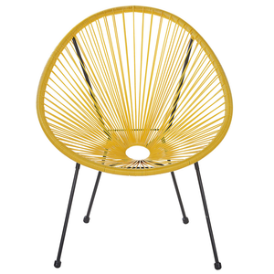 Set di 2 Sedie da Giardino Giallo Rattan Sintetico Papasan Modern
