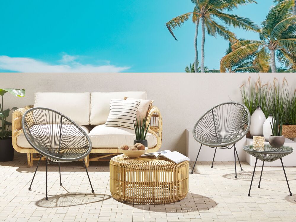 Set Bistrot Grigio Scuro Rattan Sintetico 3 Pezzi 2 Posti Moderno