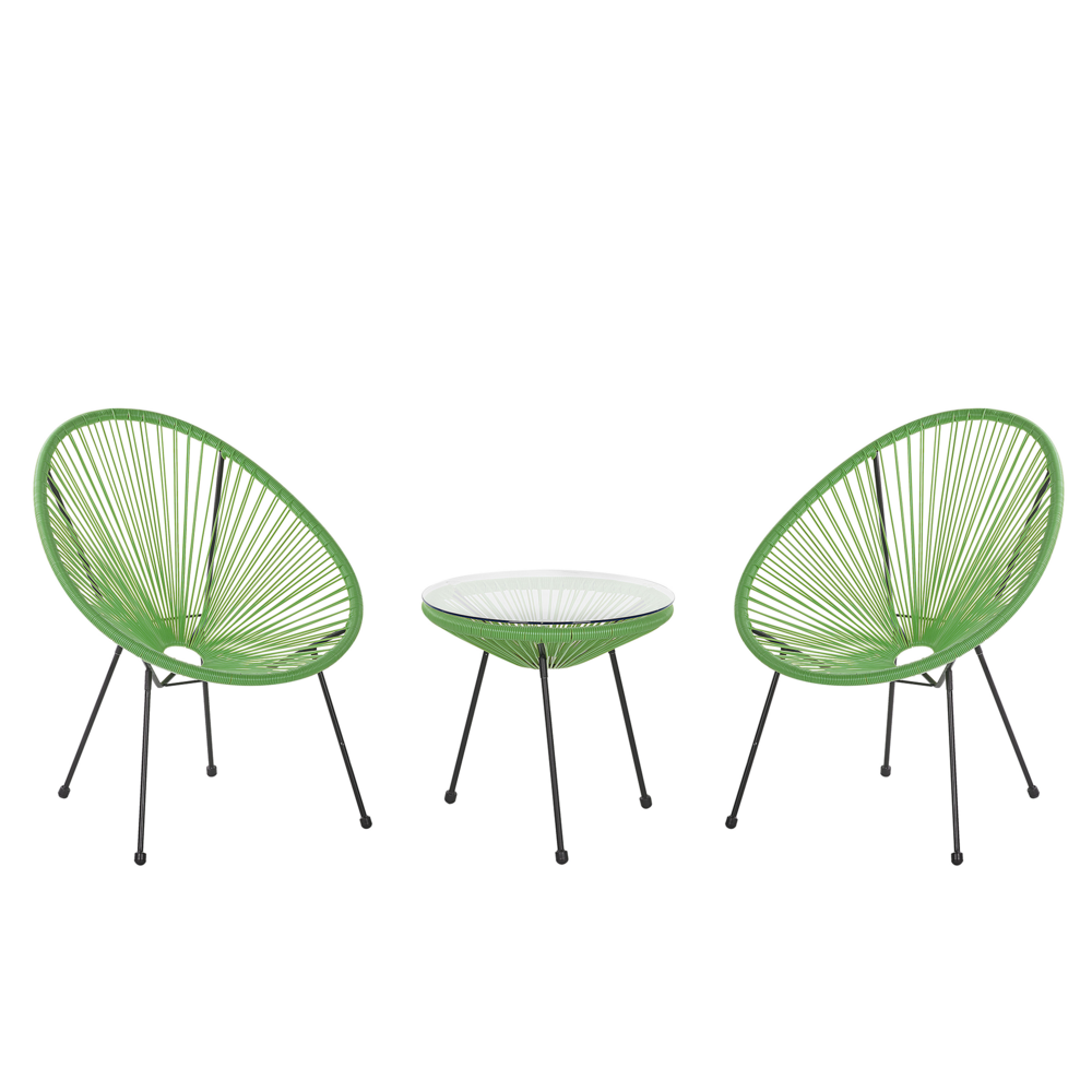 Set bistrot verde rattan sintetico 3 pezzi 2 posti stile moderno