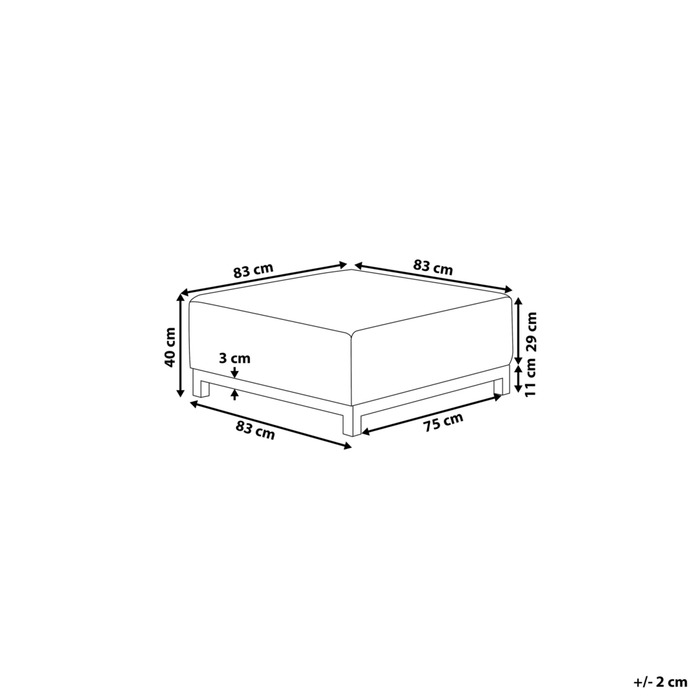 Rivestimento in tessuto grigio ottomana Gambe in alluminio Nero Struttura in metallo Resistente all'acqua per esterni e interni