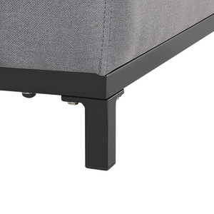 Divano da giardino Rivestimento in tessuto grigio Gambe in alluminio Nero Mobili da esterno per interni Resistente agli agenti atmosferici