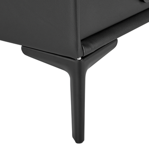 Comodino Gambe in metallo similpelle sintetica nera con 2 cassetti 44 x 38 cm Comodino