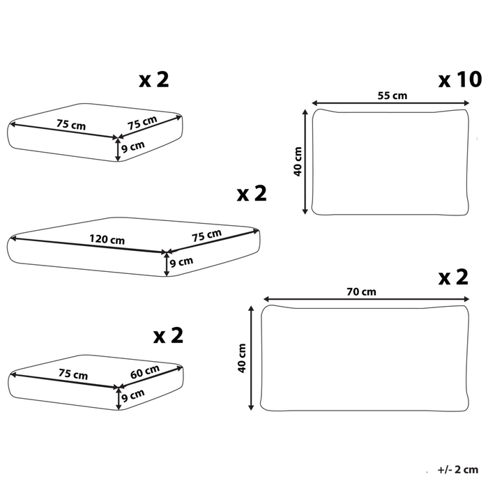 Fodere per cuscini per esterni Set divano in tessuto beige Fodere per cuscini laterali posteriori