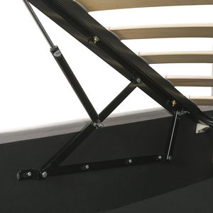 Letto in velluto grigio chiaro 160 x 200 cm con contenitore ottomana testiera imbottita gambe in metallo Nero