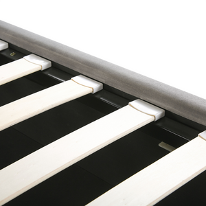 Letto in velluto grigio chiaro 160 x 200 cm con contenitore ottomana testiera imbottita gambe in metallo Nero