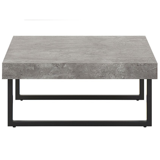 Tavolino quadrato con piano in MDF in stile industriale con gambe in metallo finitura cemento con tappi