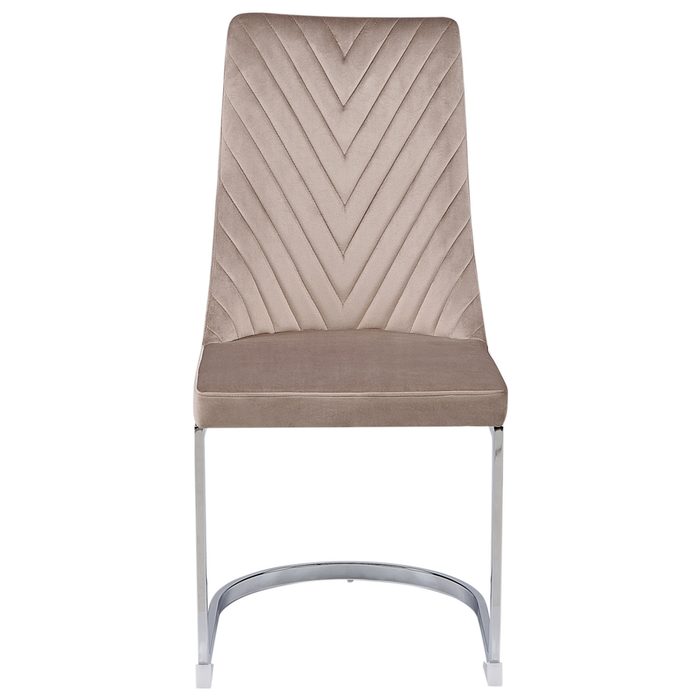 Set di 2 sedie da pranzo Sedia a sbalzo senza braccioli in velluto beige da soggiorno