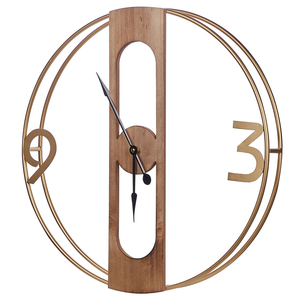 Orologio da Parete Marrone MDF ø 50 cm Effetto Legno Rustico Interni Cucina Camera da Letto Soggiorno