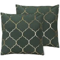 Set di 2 cuscini decorativi velluto verde 45 x 45 cm motivo quadrifoglio stampa trifoglio marocchino glamour