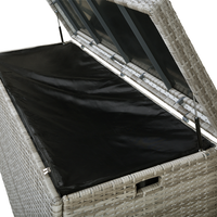 Cesta baule portaoggetti da esterno Cuscino da giardino in finto rattan grigio 158 x 63 cm