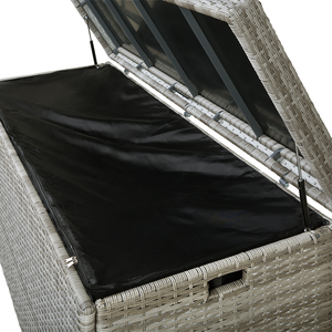 Cesta baule portaoggetti da esterno Cuscino da giardino in finto rattan grigio 158 x 63 cm