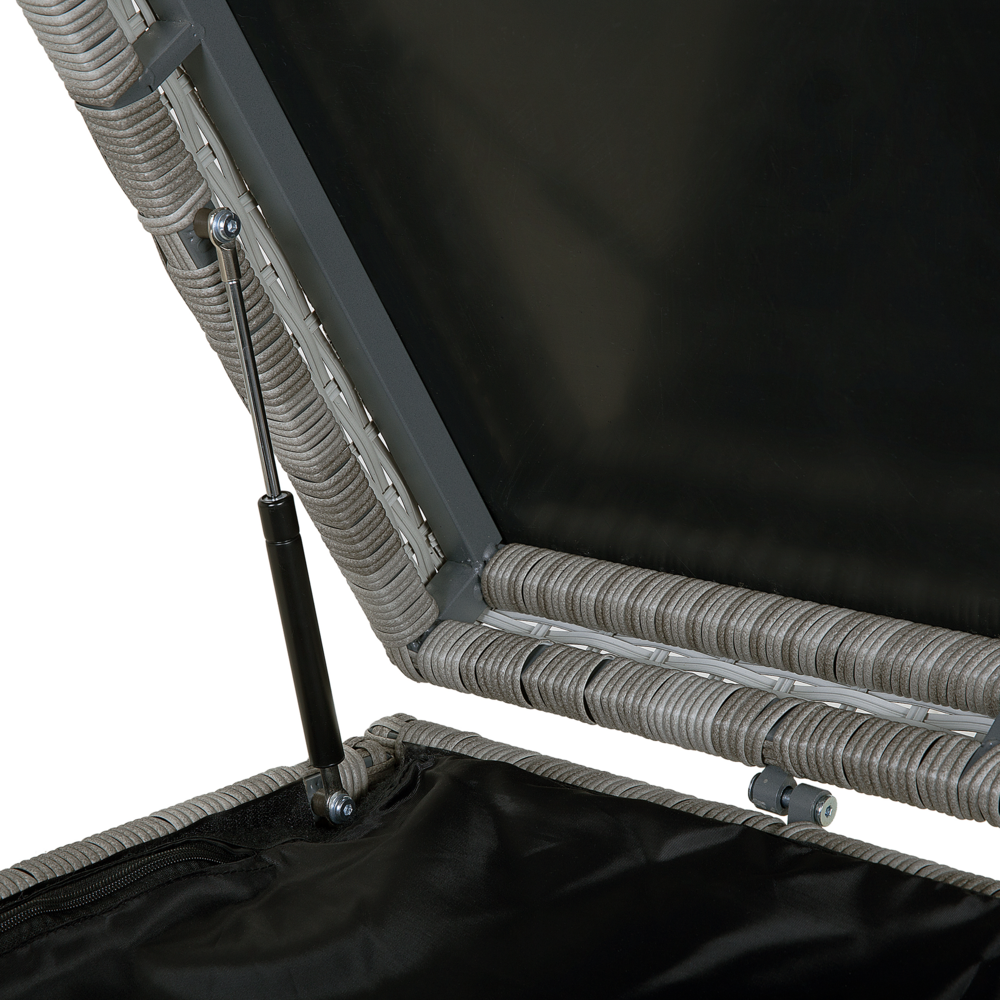 Cesta baule portaoggetti da esterno Cuscino da giardino in finto rattan grigio 158 x 63 cm