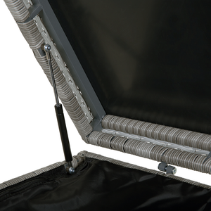 Cesta baule portaoggetti da esterno Cuscino da giardino in finto rattan grigio 158 x 63 cm