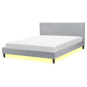 Letto 160 x 200 cm con rete a doghe in tessuto grigio con LED bianco contemporaneo