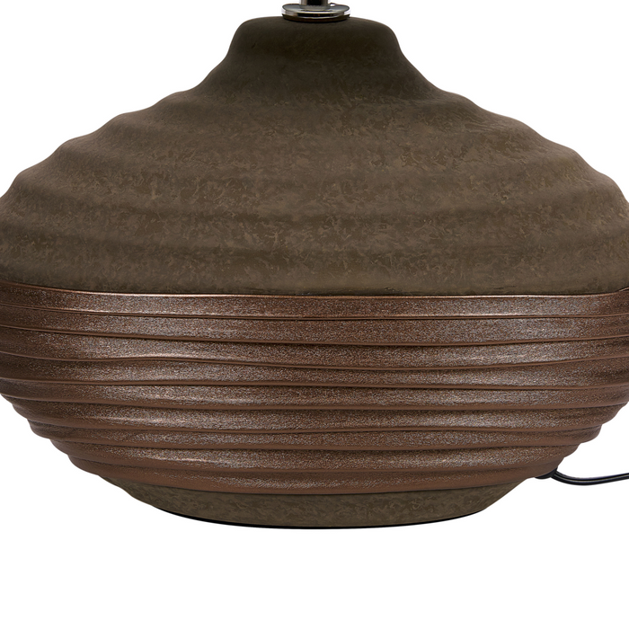 Lampada da tavolo Lampada da comodino con paralume in tamburo di seta marrone con base in ceramica