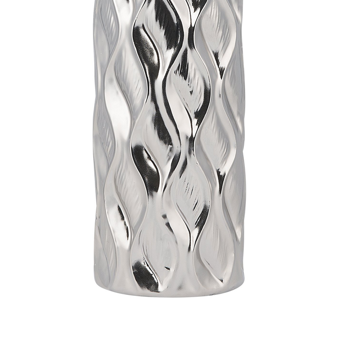 Vaso da fiori decorativo argento gres porcellanato forma bottiglia 12 x 45 cm stile modern glam