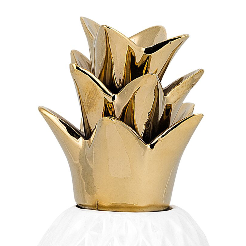 Statuetta decorativa in ceramica bianca con statuetta di ananas ornamento in stile glamour accessori per la decorazione